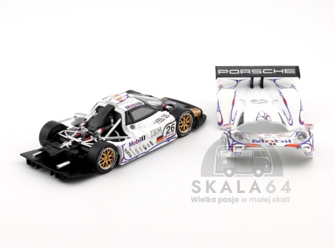 Model samochodu Porsche 911 GT1 24h Le Mans 1998 Winner #26 L. Aïello A. McNish S. Ortelli w skali 1:64 - tył