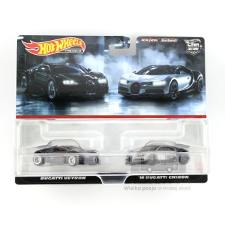 HOT WHEELS Premium Car Culture 2-Pack Bugatti Veyron & '16 Bugatti Chiron HKF52 1:64