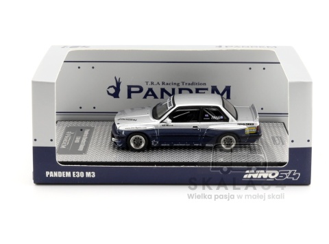 Model samochodu BMW Pandem E30 M3 Silver Blue w skali 1:64 - opakowanie