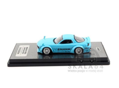 Model samochodu Mazda RX-7 FC3S Pandem Rocket Bunny Tiffany Blue w skali 1:64 - bok