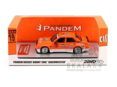 Model samochodu Mercedes-Benz Pandem Rocket Bunny 190E JAGERMEISTER w skali 1:64 - opakowanie
