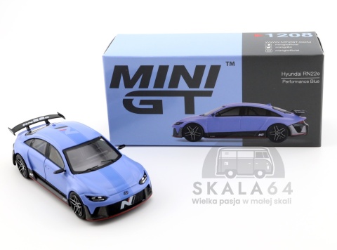 Model samochodu Hyundai RN22e Performance Blue LHD w skali 1:64 - kartonik