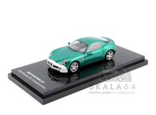 MOTORHELIX Alfa Romeo 8C Competizione 2008 Customized Green w/ White Front Bumper Limited 300 PCS1:64 M69063