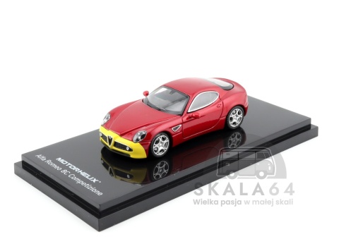 Model samochodu Alfa Romeo 8C Competizione 2008 Customized Rosso w/ Yellow Front Bumper Limited 400 PCS w skali 1:64 M69064 - przód