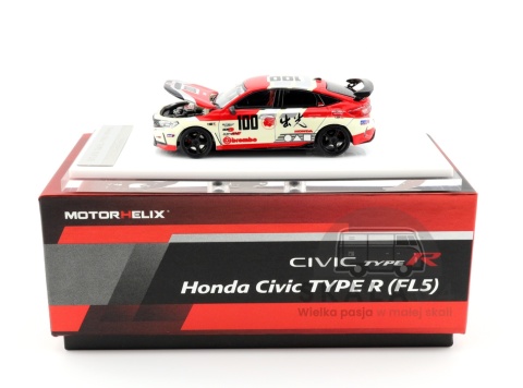 Model samochodu Honda Civic Type R FL5 Idemitsu Livery Red w skali 1:64 - opakowanie