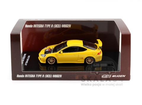 Model samochodu Honda Integra Type R DC5 Mugen Phoenix Yellow RHD w skali 1:64 M65810 - opakowanie