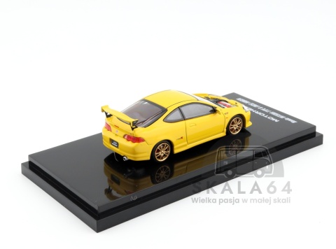 Model samochodu Honda Integra Type R DC5 Mugen Phoenix Yellow RHD w skali 1:64 M65810 - tył