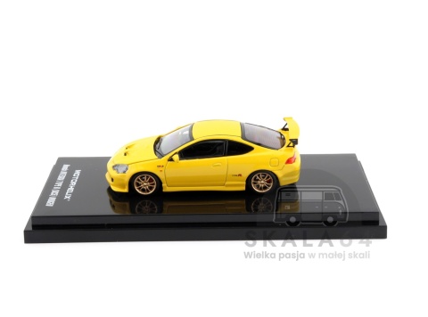 Model samochodu Honda Integra Type R DC5 Mugen Phoenix Yellow RHD w skali 1:64 M65810 - bok