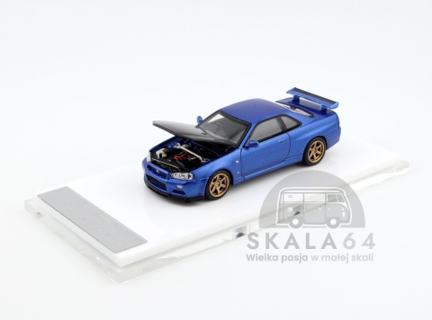 Model samochodu Nissan Skyline GT-R R34 V-Spec II Bayside Blue w/ Carbon Fiber Bonnect w skali 1:64 M63450 - maska