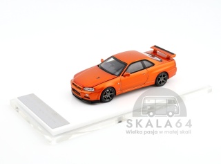 MOTORHELIX Nissan Skyline GT-R R34 V-Spec II Customized Metallic Orange 1:64 M63471