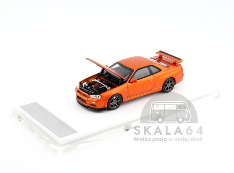 MOTORHELIX Nissan Skyline GT-R R34 V-Spec II Customized Metallic Orange 1:64 M63471