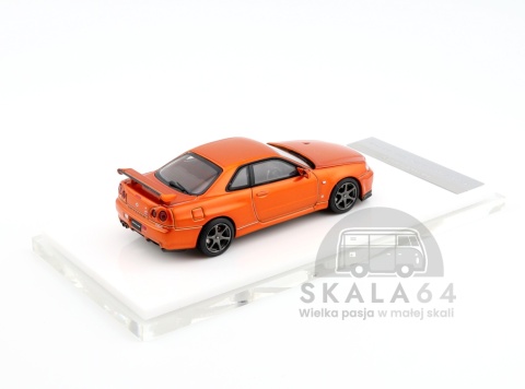 MOTORHELIX Nissan Skyline GT-R R34 V-Spec II Customized Metallic Orange 1:64 M63471