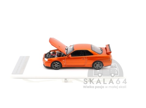 MOTORHELIX Nissan Skyline GT-R R34 V-Spec II Customized Metallic Orange 1:64 M63471