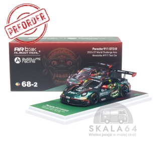 PREORDER ALMOST REAL AR BOX 2026 Porsche 911 GT3 R GT World Challenge Asia Mandalika #911 Test Car 1:64
