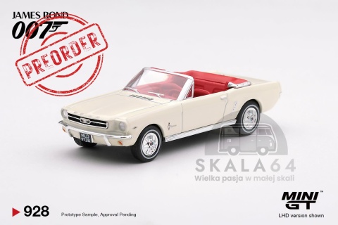 PREORDER MINI GT 1964 Ford Mustang Convertible Goldfinger 007 James Bond MGT00928-007E 1:64