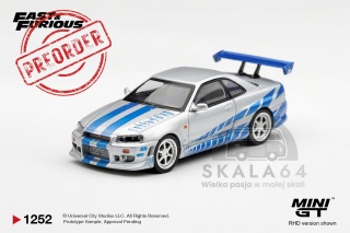 PREORDER MINI GT 2003 Nissan Skyline GT-R (R34) C-West Fast & Furious Brian O’Conner MGT01252-BL 1:64