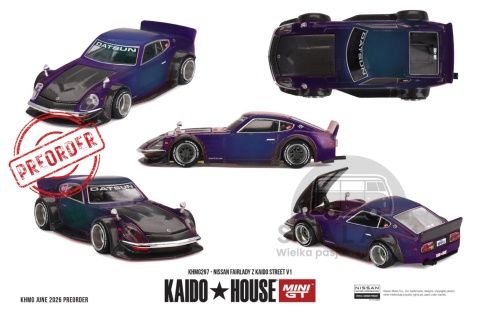 PREORDER MINI GT Kaido House 1978 Nissan Fairlady Z Kaido Street V1 KHMG297 1:64