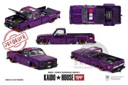 PREORDER MINI GT Kaido House 1980 Chevrolet Silverado Dually Kaido Koi V1M Purple KHMG291 1:64