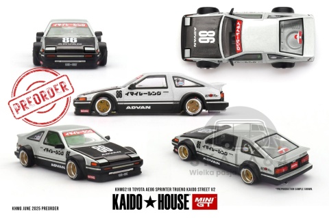 PREORDER MINI GT Kaido House 1983 Toyota AE86 Sprinter Trueno Kaido Street V2 KHMG218 1:64