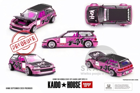 PREORDER MINI GT Kaido House 1987 Honda Civic (Ef) Kaido Loop Spec V1 KHMG198 1:64