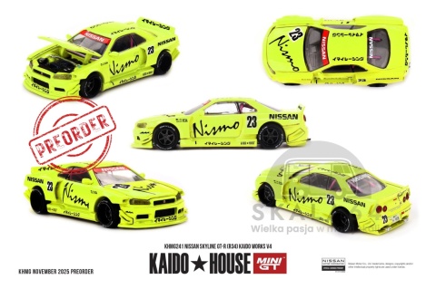 PREORDER MINI GT Kaido House Nissan Skyline GT-R (R34) Kaido Works KHMG241 1:64