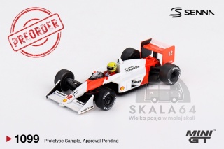 PREORDER MINI GT MGT01099-BL 1988 McLaren MP4/4 #12 Ayrton Senna Japanese Grand Prix Winner