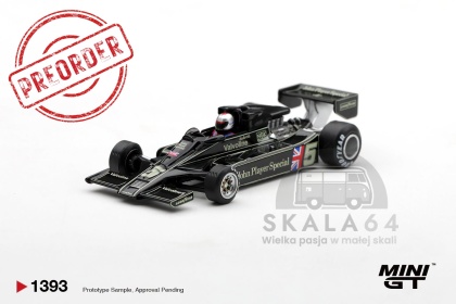 PREORDER MINI GT MGT01393-BL 1977 Lotus 78 #5 Mario Andretti US GP West Winner 1:64