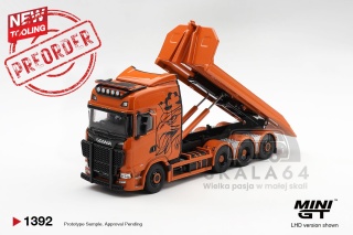 PREORDER MINI GT MGT01392-L 2025 Scania 770S B8X4NA Hooklift Flatbed 1:64
