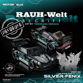 PREORDER MOTORHELIX Porsche 911 (996) RWB Silver Fenix Coupe 2001 M62102 1:64