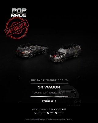 PREORDER POP RACE Dark Chrome Nissan R34 Wagon PRDC018 1:64