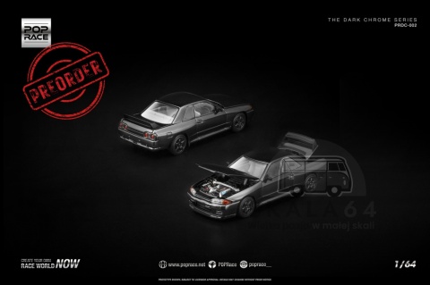 PREORDER POP RACE Dark Chrome Nissan Skyline R32 GT-R PRDC002 1:64