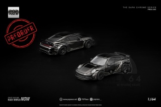 PREORDER POP RACE Dark Chrome Porsche 992 Stinger GTR PRDC005 1:64