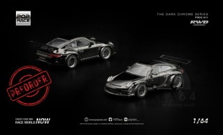 PREORDER POP RACE Dark Chrome Porsche RWB 997 PRDC011 1:64