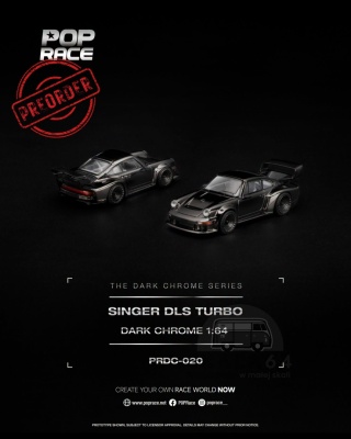 PREORDER POP RACE Dark Chrome Porsche Singer DLS Turbo PRDC020 1:64