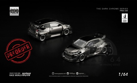 PREORDER POP RACE Dark Chrome Toyota Pandem GR Yaris PRDC009 1:64