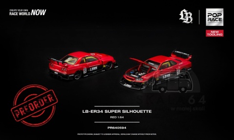 PREORDER POP RACE Nissan LB-ER34 Super Silhouette PR640594 1:64