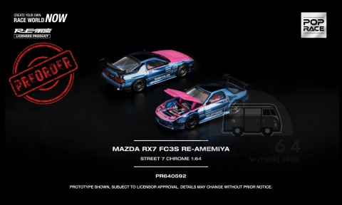 PREORDER POP RACE Mazda RX-7 (FC3S) RE-Amemiya Street7 Chrome PR640592 1:64