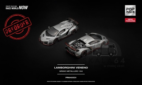 PREORDER POP RACE Lamborghini Veneno Grigio Metalluro PR640531 1:64