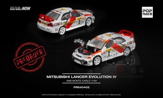 PREORDER POP RACE Mitsubishi Lancer Evolution IV 1998 Monte Carlo Rally PR640402 1:64