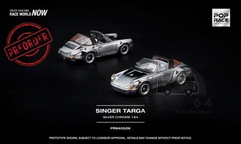 PREORDER POP RACE Porsche Singer Targa Silver Chrome PR640526 1:64