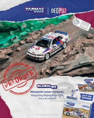 PREORDER TARMAC WORKS 2025 Mitsubishi Lancer Evolution Hong Kong Beijing Rally 1:64