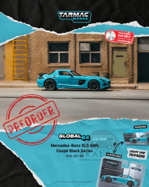 PREORDER TARMAC WORKS 2012 Mercedes-Benz SLS Black Series 1:64