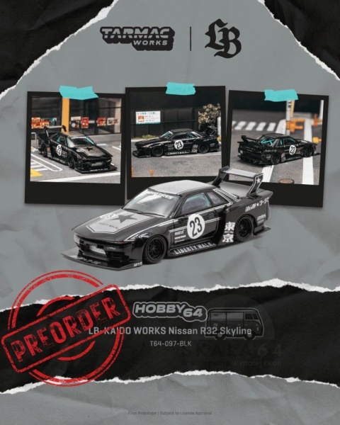 PREORDER TARMAC WORKS 2025 Nissan Skyline (R32) LB-Kaido Works 1:64
