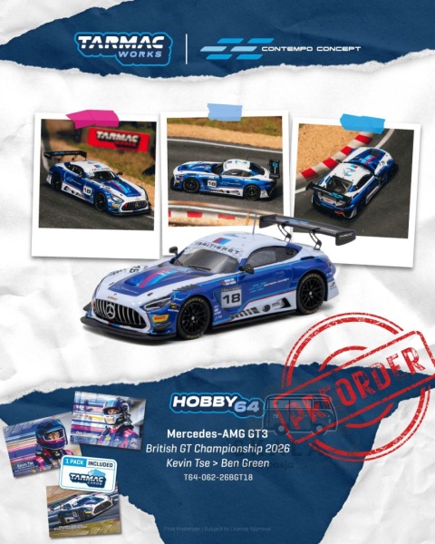 PREORDER TARMAC WORKS 2026 Mercedes-Benz AMG GT GT3 #18 Kevin TSE British GT Championship 1:64