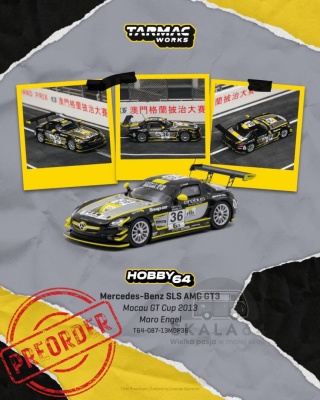 PREORDER TARMAC WORKS 2013 Mercedes-Benz SLS AMG GT3 #36 Maro Engel Macau GT Cup 1:64