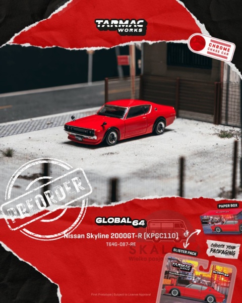 PREORDER TARMAC WORKS 1972 Nissan Skyline 2000GT-R (KPGC110) 1:64