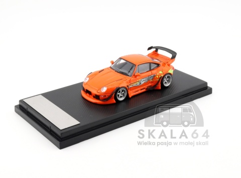 Model samochodu Porsche 911 RWB 993 RAUH-Welt Fast & Furious Orange w skali 1:64 - przód