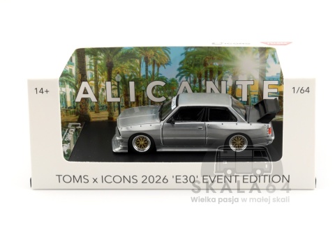 Model samochodu BMW 3 E30 ICONS ALICANTE Limited Edition 499 PCS ZAMAC w skali 1:64 - opakowanie