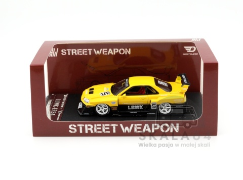 STREET WEAPON GHOST PLAYER Nissan Skyline R34 LBWK-ER34 Liberty Walk Yellow 1:64