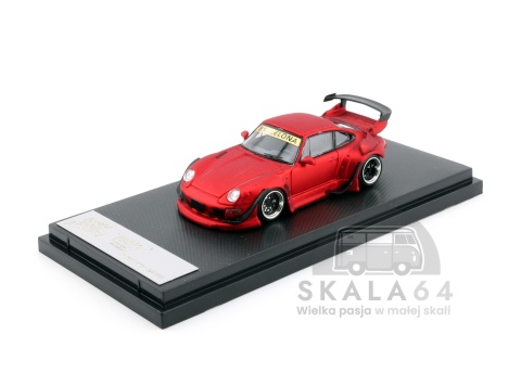 Model samochodu Porsche 911 RWB 993 DieCast Con Barcelona Limited Edition 899 PCS Matte Red w skali 1:64 - przód